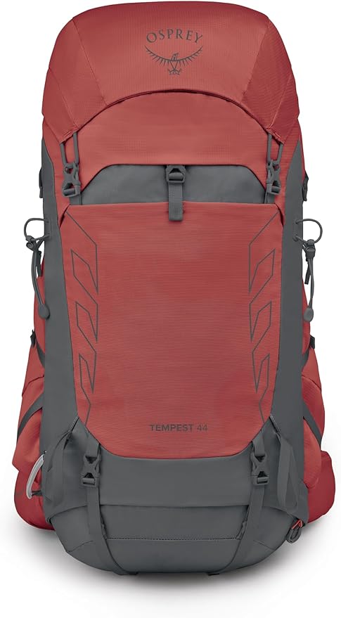 Osprey Tempest 44L Women's Lightweight Hiking Backpack - Daypack for Travel & Camping, Red Pampas/Coal Grey, XS/S