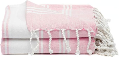 Cotton Turkish Beach Towel Towels Oversized 36"x72" Pool Absorbent Extra Large Quick Dry Sand Travel Towel (Pink, 2 Pack)