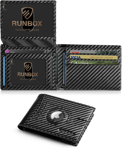 RUNBOX Wallet for Men Slim Rfid Leather 2 ID Window With Gift Box