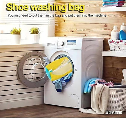 Shoe Cleaning Bag, Machine Washable Shoe Bag for Washing Machines and Dryers, 360 Deep Cleaning, Suitable for All Shoe Types, Reusable Sports Shoe Bag, 2-Pack, Yellow