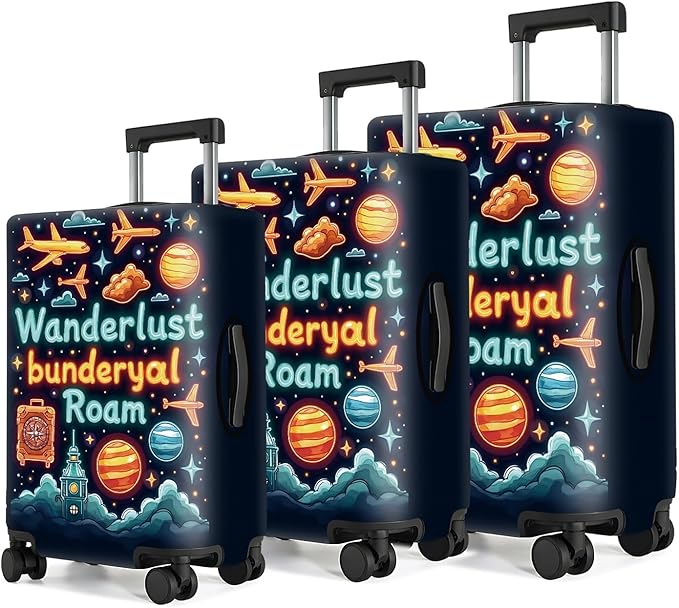 World Map Luggage Cover – Stylish and Durable Travel Suitcase Protector for Wanderlust Enthusiasts and Globe-Trotters, Fits 32"-34" Suitcase,XL