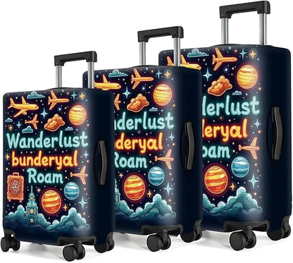 World Map Luggage Cover – Stylish and Durable Travel Suitcase Protector for Wanderlust Enthusiasts and Globe-Trotters, Fits 32"-34" Suitcase,XL