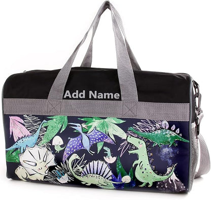 Personalized Kids 18 Inch Duffel Bag for Sports, Travel and Sleepover - Dino