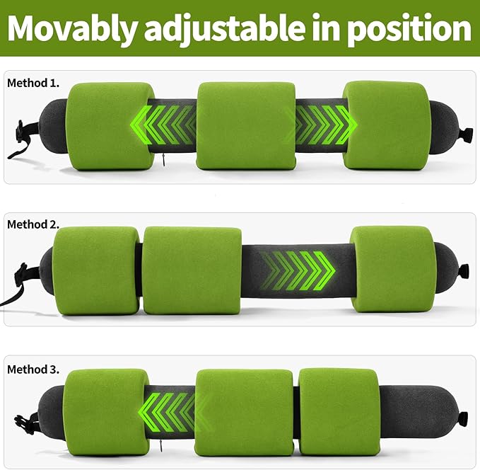 3-Ring Memory Foam Travel Neck Pillow It has obtained a Patent. The Three Rings can be movably Adjusted to Provide Flexible Support for The Neck, Head, and Other Areas.Green