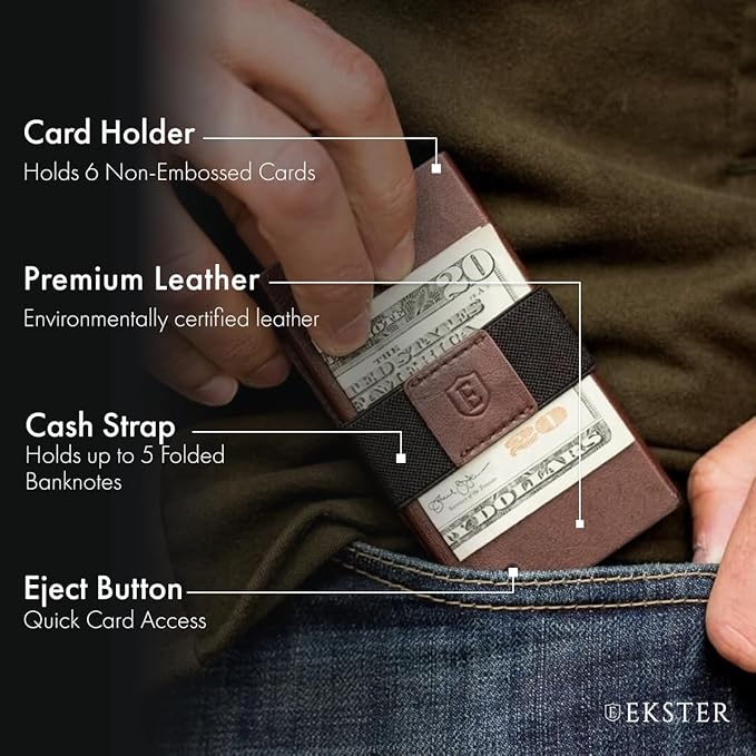 Ekster Senate Cardholder Wallet for Men | Slim Wallets for Men w/RFID Blocking Layer | Minimalist Wallet for Men w/Push Button for Quick Card Access | Card Wallet & Mens Wallet Slim