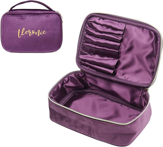 Personalized Name Makeup Bags - Monogrammed Gift for Women Girls Cosmetic Bag with Zipper Gift Ideal for Teen Girls Women Birthday Friend Mom (Purple)