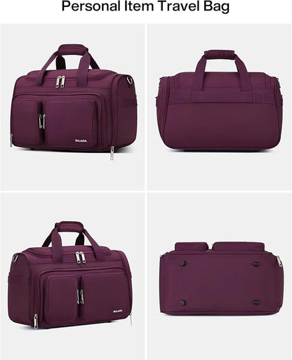 MILADA Underseat Carry On Luggage Bags for Travel Lightweight Foldable Carry On Bags for Airplanes Small Duffle Bag for Men Women Personal Weekend Overnight Travel Tote Bags, Purple