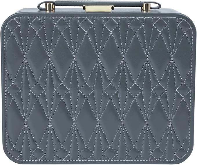 Travel Jewelry Case Large, Jewelry Box Large Jewelry Travel Organizer Jewelry Case with Handle, Best Gift for women Girls, Grey