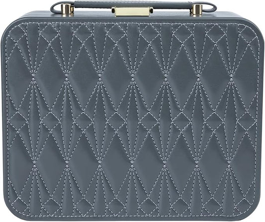 Travel Jewelry Case Large, Jewelry Box Large Jewelry Travel Organizer Jewelry Case with Handle, Best Gift for women Girls, Grey