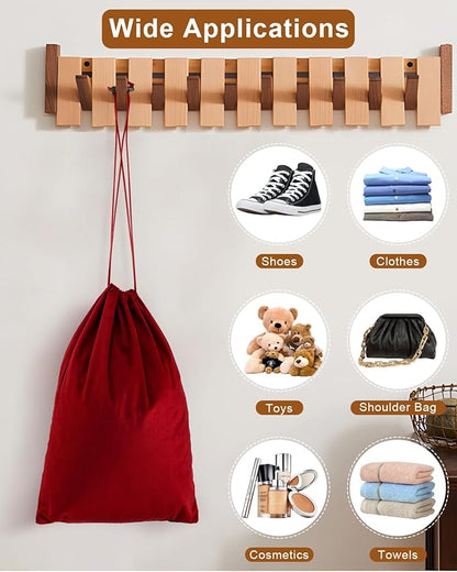 FantasyLife Shoe Bags for Travel, Washable Dust Bags for Storage & Packing, Flannel Shoe Pouch with Drawstring Closure for Purses, Handbags, Shoes & Toys (4, Rio Red)