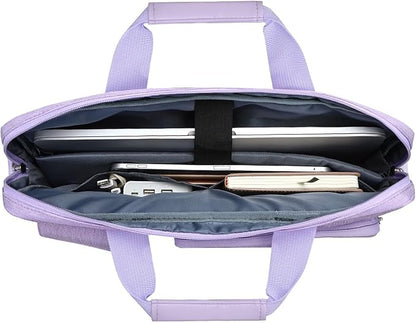 MOSISO Laptop Shoulder Bag 13.3 inch, 13-14 inch Computer Bag Compatible with MacBook Air/Pro 13 / Pro 14, HP Dell ASUS Lenovo with 2 Raised&1 Flapover&1 Horizontal Pocket&Handle&Belt, Purple