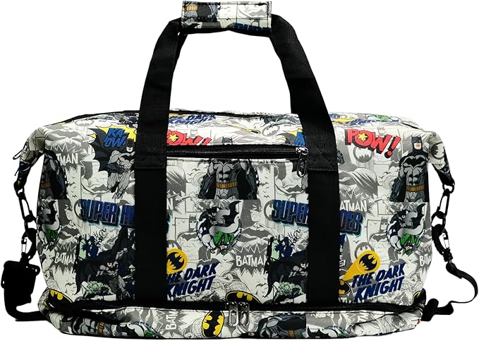 BATMAN Travel Duffel Bag with Black and White Graphic Design, Spacious Interior, Durable Material, Adjustable Shoulder Strap, and Convenient Carry Handles for Stylish Travel