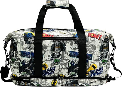 BATMAN Travel Duffel Bag with Black and White Graphic Design, Spacious Interior, Durable Material, Adjustable Shoulder Strap, and Convenient Carry Handles for Stylish Travel