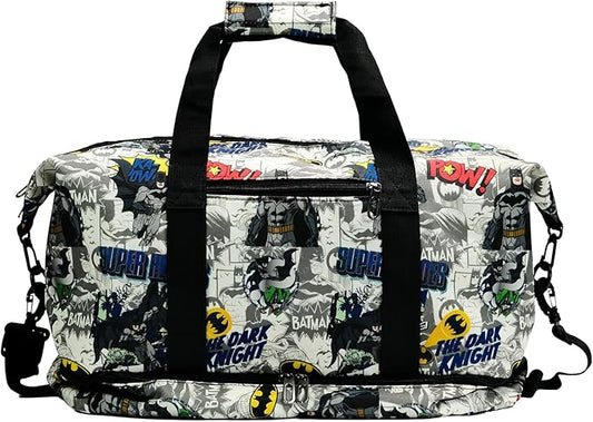 BATMAN Travel Duffel Bag with Black and White Graphic Design, Spacious Interior, Durable Material, Adjustable Shoulder Strap, and Convenient Carry Handles for Stylish Travel