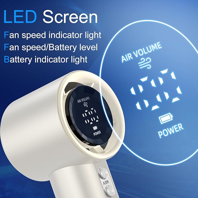 Portable Handheld Fan, Speed (1-100) Adjustable Turbo Personal, 4000mAh Battery Rechargeable Cooling Fan, Digital Display, Gifts for Women Men Travel/Camping/Outdoor (Starlight/Beige)