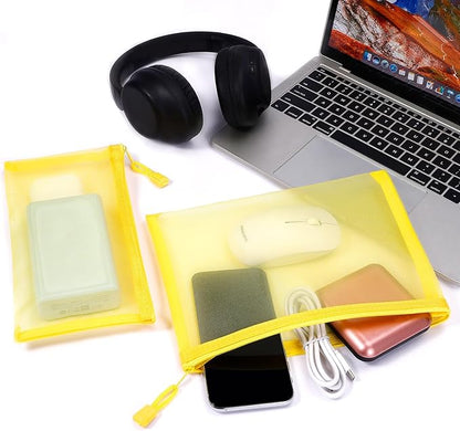 12 Pieces Zipper Nylon Mesh Pouch, Mesh Cosmetic Bags Makeup Bags Pencil Case, Multipurpose Travel Bags for Cosmetic School Office Supplies and Travel Accessories (Yellow, A5)