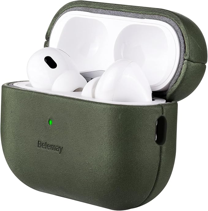 Belemay Handcrafted Crazy Horse Leather Case for AirPods Pro 3rd Gen (2025), Vintage Aesthetic, Two-Tone Effect, Unique Patina, Compatible with MagSafe, Compatible with Airpods Pro 3, Sunset Tan