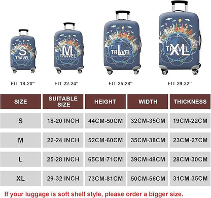 WUJIAONIAO Travel Luggage Cover Baggage Suitcase Cover Protector Skins 18-32 Inch (A9 TRAVEL, L (for 25-28 inch luggage))