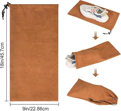 LAKE OF FIRE 8 Pcs Single Shoe Bags for Travel - 18"X9" Packing Shoe Travel Bags for Suitcase, Shoes (Brown)