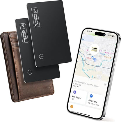 Wallet Tracker Card Airt-Tag Tracking 2 Pack - (iOS Only) Work with Apple Find My, Bluetooth Tracker, 0.07in Slim, IP68 Waterproof, Item Locator for Luggage, Passports, Purse, Gift for Men Women