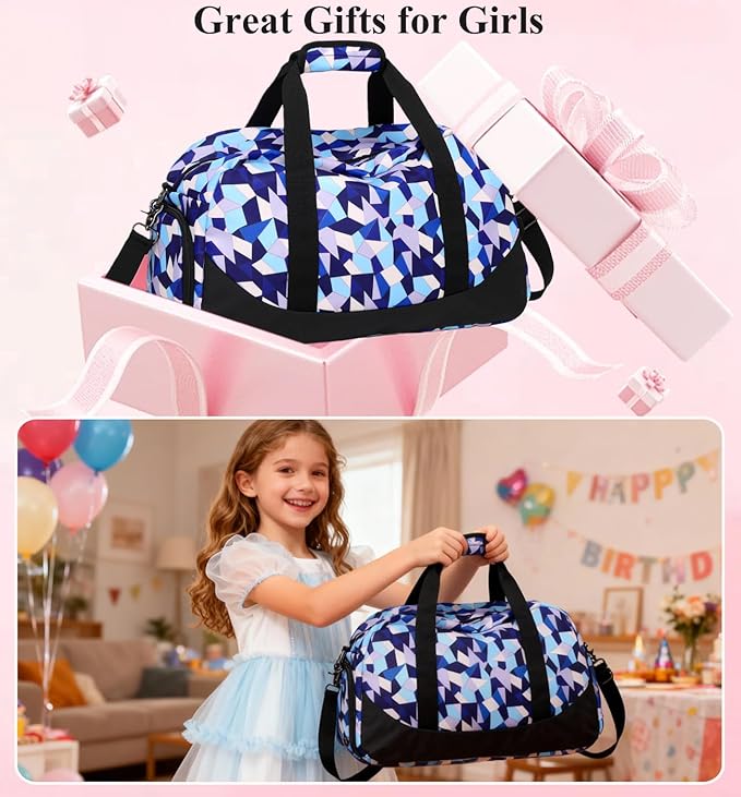 DSIUE Kids Duffle Bag Girls Sports Gym Bag, Small Weekender Overnight Bags Carry On Travel Duffel for Women Teen Girls