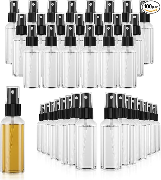 100PCS Small Spray Bottle, 2.7oz/80ml Travel Spray Bottle Clear Fine Mist Spray Bottles Plastic Empty Refillable Spray Bottles for Skin Care, Hair Care, Plant Care & Home Cleaning