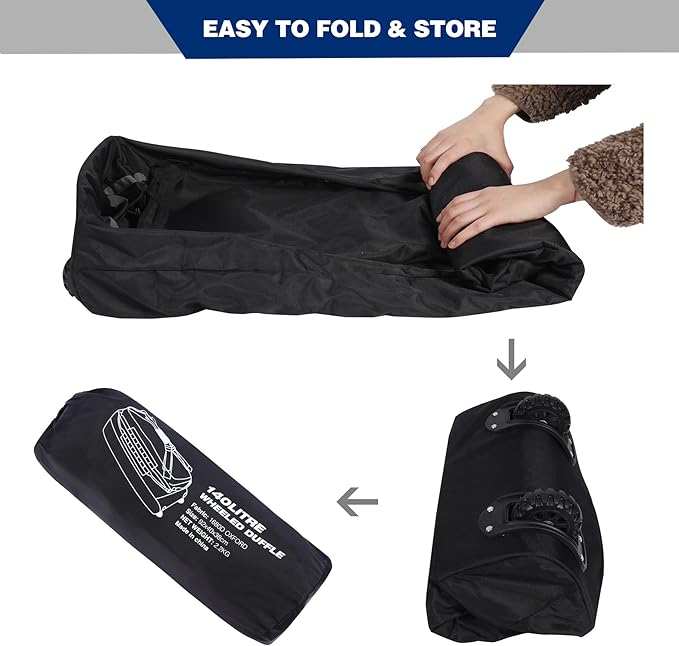 REDCAMP 85L/120L/140L Foldable Duffle Bag with Wheels, Large Travel Duffel Bag