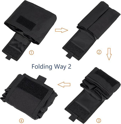 MOLLE Dump Pouch Roll Up Magazines Recovery Utility Admin Bag Drawstring Foldable Tool Mag Drop Waist Pack for Tactical/Range/Battle/Duty Belt Hunting Shooting Competition