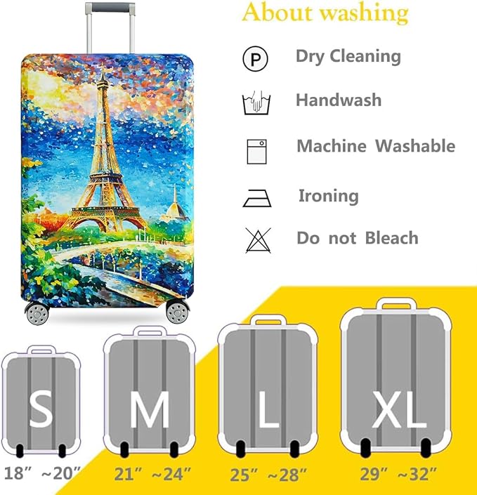 fancyfree Luggage Cover Washable Suitcase Protector Anti-scratch Suitcase cover (Dreamy Paris, XL(29"-32" luggage))