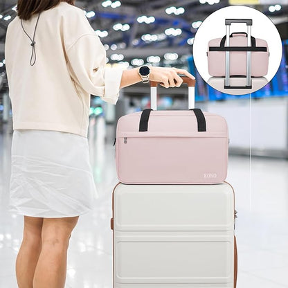 Kono Travel Duffel 20L Under Seat Carry-On Sports Tote Gym Weekender Overnight Bag - 15.75"x9.84"x7.87" Pink