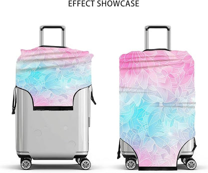 Gradient Floral Luggage Cover Suitcase Protector Washable Anti Scratch Protective Sleeve Travel Accessories Baggage Wrap Fits 22-24 Inch Suitcase Covers for Luggage Essentials
