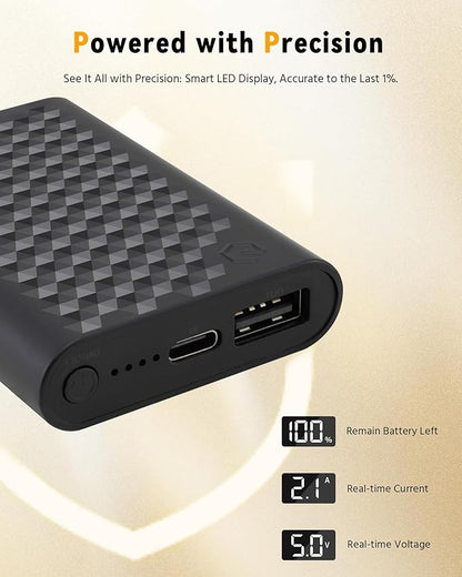 Wulcea 6000mAh Portable Power Bank - 5V/2A USB Charger for Heated Clothing, Jackets, Vests, Scarves, Hats & Blankets - Rechargeable Battery Pack for Camping, Outdoor Gear & Winter Accessories