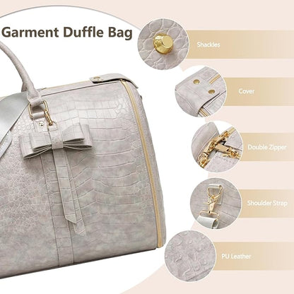 Garment Bags for Travel, Convertible Suit Travel Bag for Women, Stylish Carry On Garment Bag with Toiletry Pocket, Shoulder Strap & Shoes Compartment, 2 in 1 Foldable PU Leather Duffle Bag, Multicolor