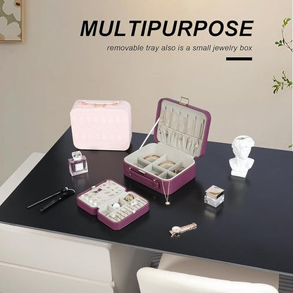 Large Jewelry Case Organizer - Travel Jewelry Box and Portable Case, Burgundy Red