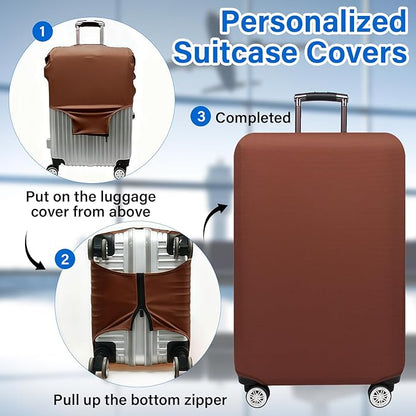 Custom Luggage Cover Personalized Photo Suitcase Protector - Add Your Photo, Name & Text, Double-Sided Design, Elastic & Washable Suitcase Protector Cover