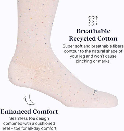 Comrad Recycled Cotton Knee High Socks - 15-20mmHg Graduated Compression Socks - Soft & Breathable Support Socks, Unisex