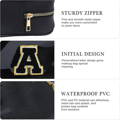 YOOLIFE Birthday Gifts for Girls Kids Makeup Bag Organizer Clear Toiletry Bags for Traveling Women Cosmetic Bags with Zipper Birthday Gifts for 3 4 5 6 7 8 9 10 11 12 13 Year Old Girls Black Initial L