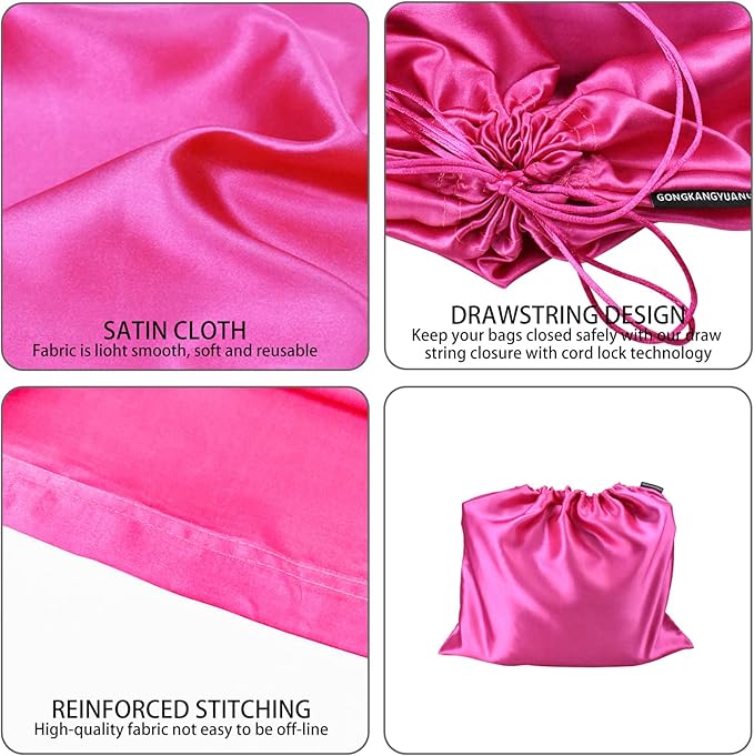 GONGKANGYUAN 6 Pack Dust Bags for Handbags – Silk Drawstring Storage Pouch, Dustproof Travel Organizer for Purses, Shoes & Boots