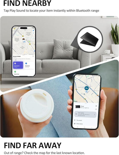 Tracking Card for Apple & Android, Credit Card Tracker for Wallet Works with Apple Find My & Google's Find Hub, Rechargeable Find My Wallet Card for Luggage, Passport, Purse, Bags