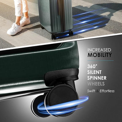 20 Inch Carry On Luggage 22x14x9 Airline Approved, Carry On Suitcase with Wheels, Hard-shell Carry-on Luggage, Durable Luggage Carry-On, Green Small Suitcase with Cosmetic Case