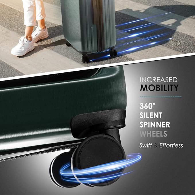 20 Inch Carry On Luggage 22x14x9 Airline Approved, Carry On Suitcase with Wheels, Hard-shell Carry-on Luggage, Durable Luggage Carry-On, Sage Green Small Suitcase with Cosmetic Case