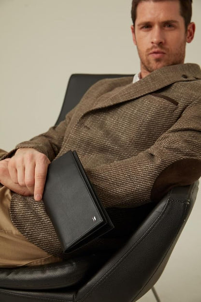 Passport Holder Travel Wallet for Men & Women, RFID Handcrafted Full Grain Leather Cover, 12 Card Slots & 4 Compartments, Gift Box & Pouch, Black