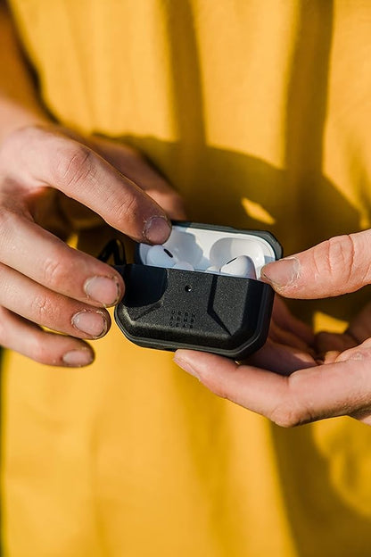 UAG Designed for AirPods Pro (2nd Gen 2022) Civilian Black, Premium Rugged Slim Water Resistant Full Protective Case Cover with Detachable Keychain Carabiner by URBAN ARMOR GEAR