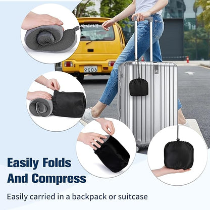 Neck Pillow for Traveling, Travel Pillows for Airplanes,100% Pure Memory Foam Travel Neck Pillow, Adjustable Flight Pillow, Portable Plane Accessories with Eye Mask, Earplugs, Carry Bag