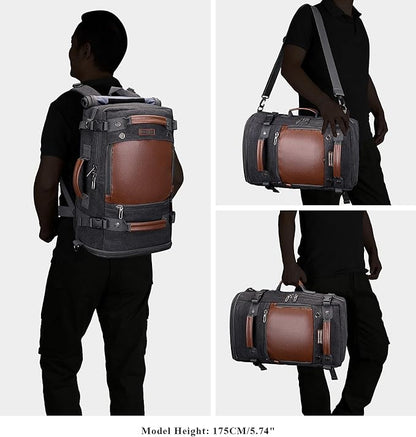 WITZMAN Travel Backpack for Men Women Carry on Luggage Backpack Canvas Rucksack Duffel bag with Shoe Compartment（A2020 black）