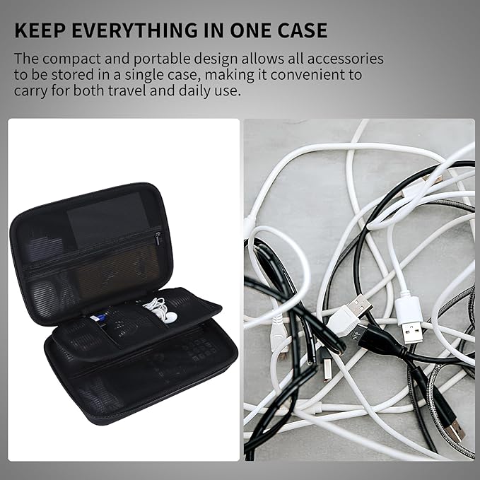 Electronic Organizer Travel Case for MacBook Power Adapter Chargers Cables Tech Organizer Hard Drive USB Flash Disk SD Card Cord Portable Electronics Accessories Bag - Large