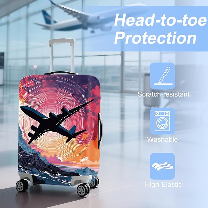 ANNA QUEEN Travel Luggage Cover Suitcase Protector Suitcase Cover Anti-Scratch,Stretchable Bag Cover Washable Durable Polyester with Elastic Hem with Zipper Closure