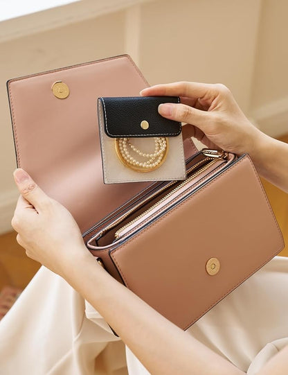 Popvibe Travel Jewelry Box Organizer Small Jewelry Case with 6 Jewelry Bags Mini Pouch, Portable Traveling Jewelry Case for Women, Black Leather Compact Jewelry Travel Necklace Case Holder