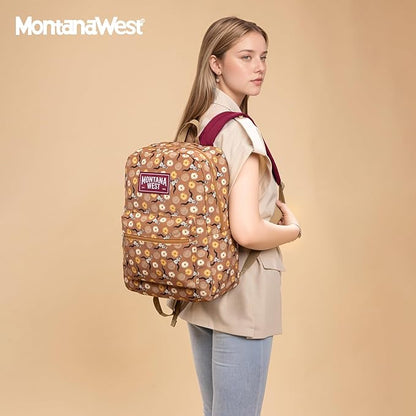 Montana West Backpack for Women Men 2 PCS Lightweight College Bookbags Casual Daypack Backpacks for Commute & Travel