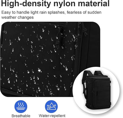Carry On Travel Backpack Flight Approved Laptop Backpack Business Work Backpack for Women Men Large Capacity Casual Daypack with Wet/Dry Separation Pockets, Black